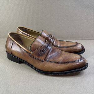 Johnston & Murphy Brown Slip On Loafer Dress Shoes 9 M HandCrafted in Italy